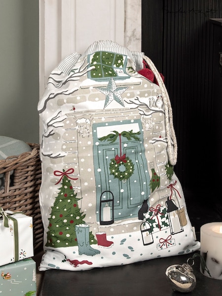 Sophie Allport Cream Holly & Berry Home for Christmas Sack (W52822) | R$ 255