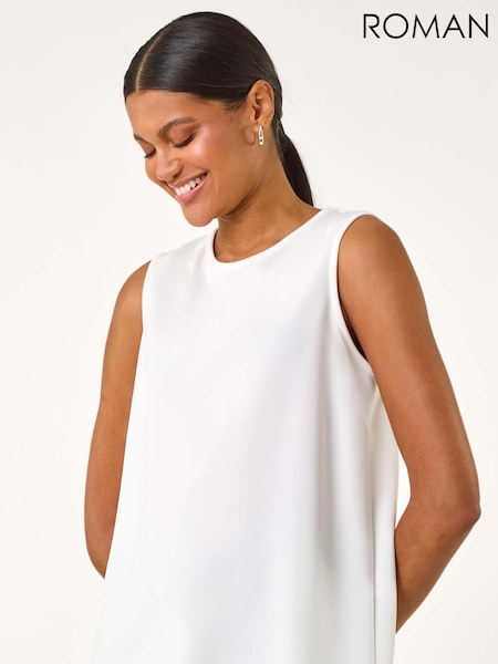 Roman White Scalloped Hem Vest Top (W52833) | AED233