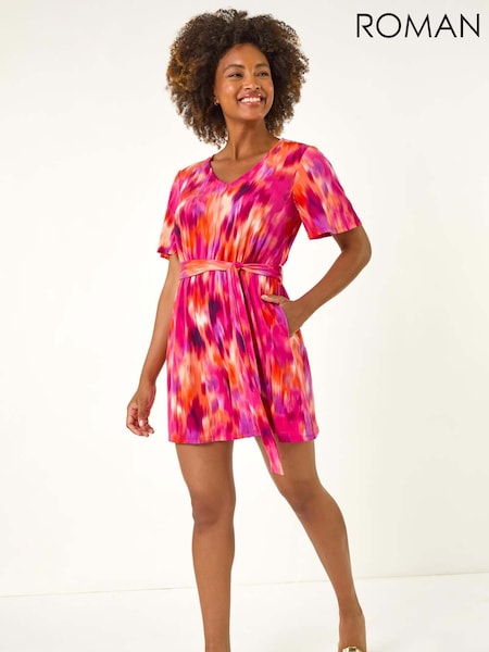 Rosa - Roman Abstract Belted Playsuit (W52846) | 68 €
