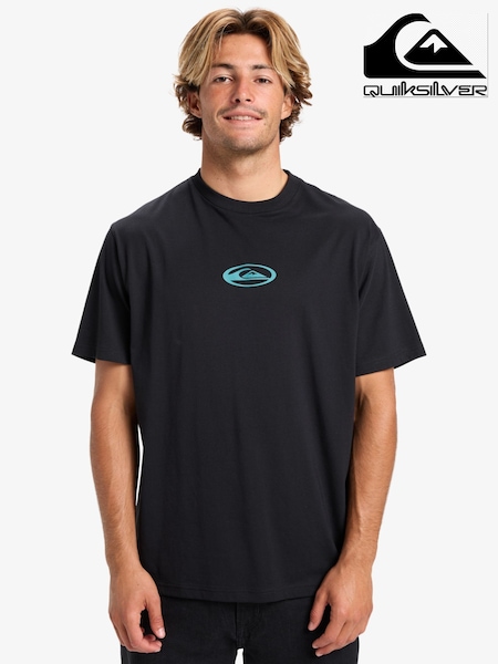 Quiksilver Black Welcome All Short Sleeve Front Graphic Print Logo T-Shirt (W52871) | €35