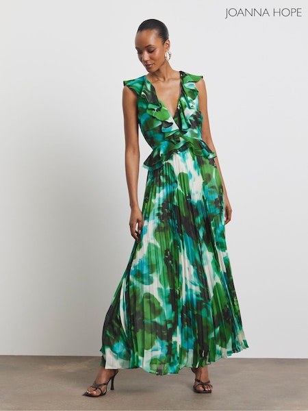 Joanna Hope Green Ruffle Corset Pleated Dress (W52882) | €130