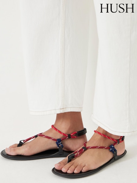 Hush Black Rope Detail Flat Sandals (W52922) | R$ 790