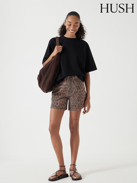 Hush Animal Leopard Print Essential Denim 100% Cotton Shorts (W52937) | €100
