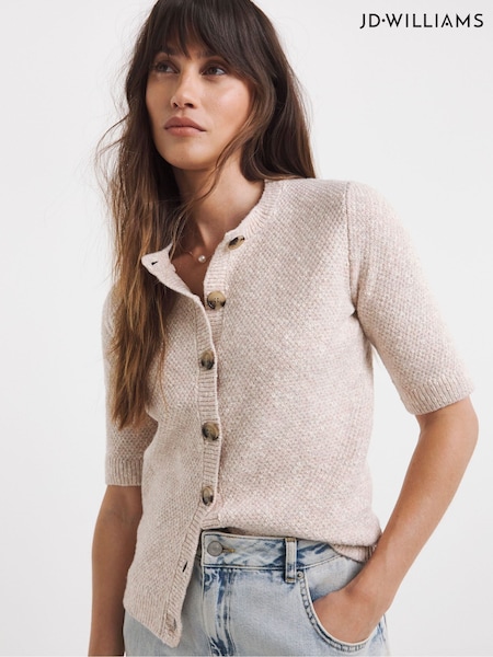 JD Williams Pink Short Sleeve Button Down Cardigan (W52945) | €45