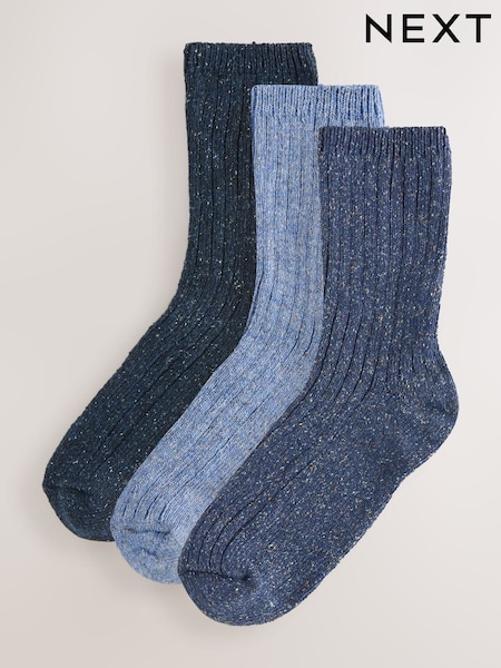 Tonal Blue Containing Wool Ankle Socks 3 Pack (W52948) | €18