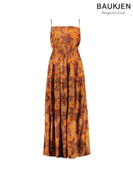 Baukjen Orange Anais Tangerine Floral Print Dress (W53016) | €228