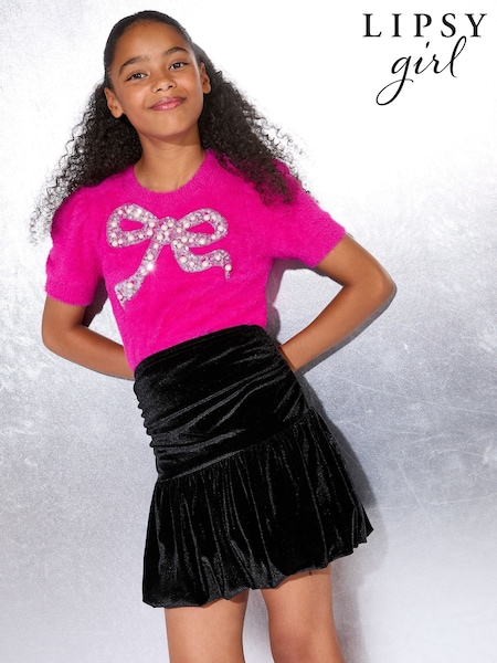 Lipsy Black Velvet Bubble Hem Skirt (5-16yrs) (W53076) | €35 - €47