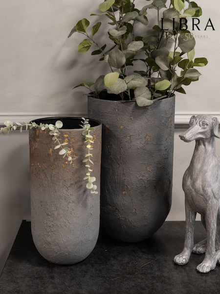 Libra Interiors Set of 2 Charcoal Blue Volcano Planters (W53089) | €316