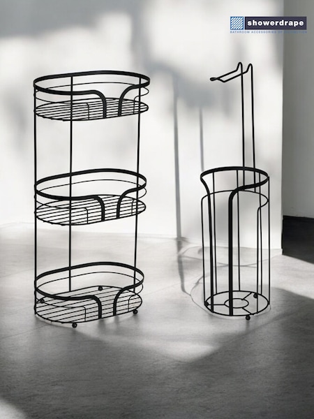 Showerdrape Black Dante Floor Caddy and Toilet Roll Holder (W53115) | €55