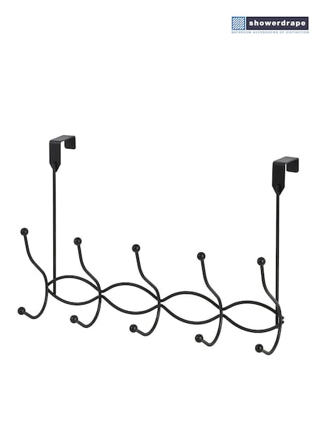 Showerdrape Set of 2 Black Waves Over Door Storage Hooks (W53127) | €27