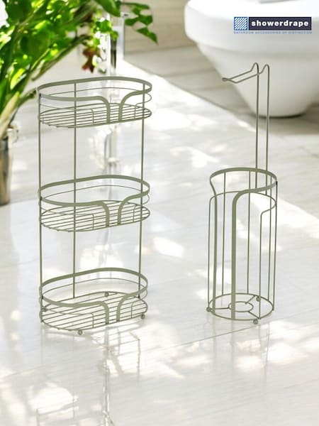 Showerdrape Sage Green Dante Floor Caddy and Toilet Roll Holder (W53133) | EGP2,376