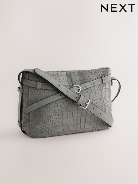 Grey Faux Suede Cross Body Bag (W53162) | R$ 280