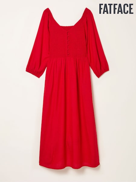 FatFace Adele Red Midi Dress (W53231) | R$ 680