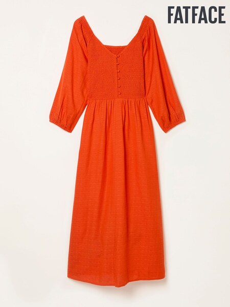 FatFace Adele Orange Midi Dress (W53238) | ₪347