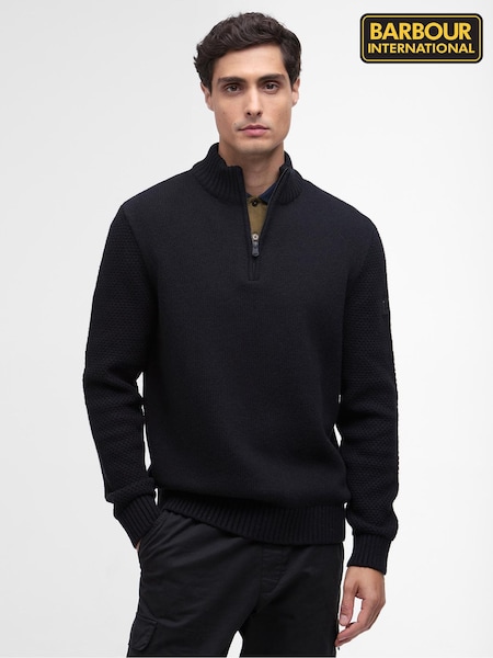 Barbour® International Black Enfield Funnel Neck Jumper (W53248) | 670 QAR