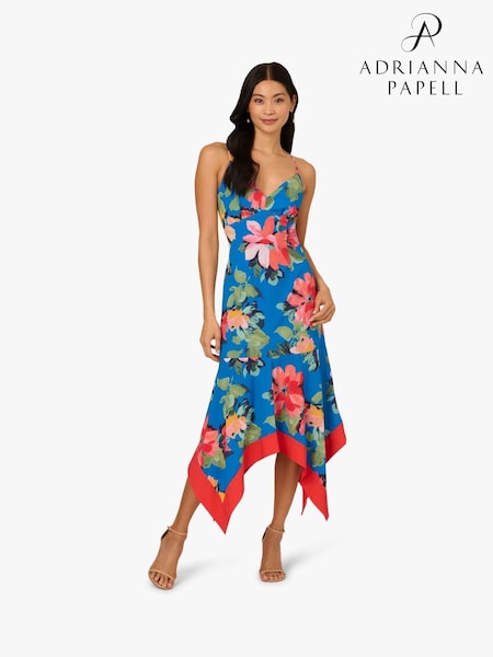 Adrianna Papell Blue Handkerchief Floral Dress (W53281) | €211