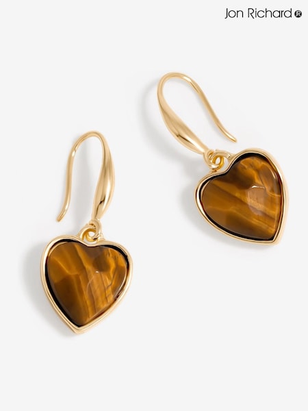 Jon Richard Tigers Eye Heart Drop Earrings (W53315) | ‏91‏₪