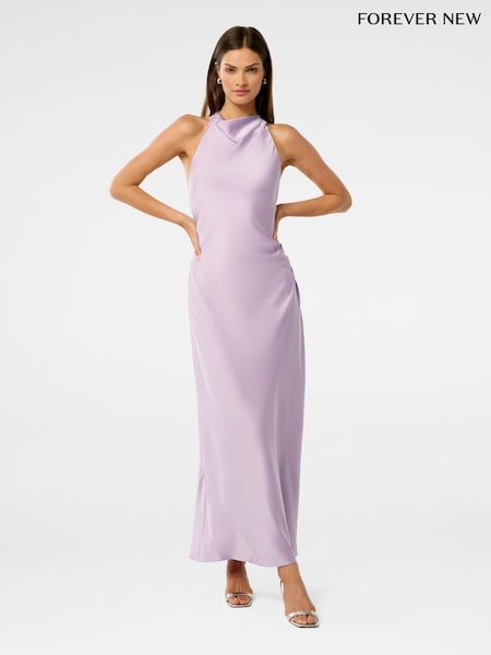 Forever New Purple Audrey Satin Backless Maxi Dress (W53434) | €154