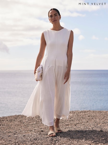 Mint Velvet White Maxi Dress (W53484) | ₪654