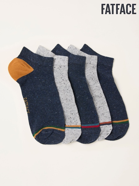 FatFace Navy Multi 5 Pairs of Pop Colour Trainer Socks (W53508) | €23