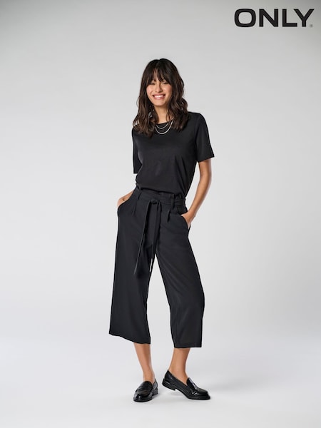 ONLY Black Culotte Palazzo Trousers With Belt (W53525) | ₪126