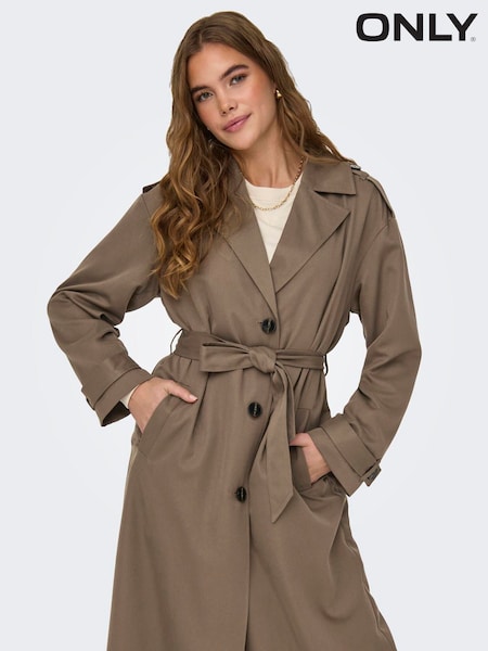 ONLY Brown Long Trench Coat (W53526) | €60