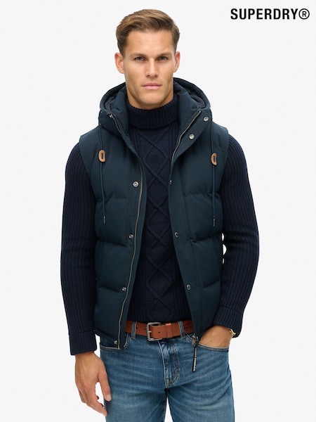 Superdry Navy Everest Hooded Puffer Gilet (W53544) | €121