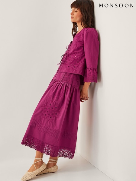 Monsoon Saoirse Broderie 100% Cotton Midi Skirt (W53559) | ‏347‏₪