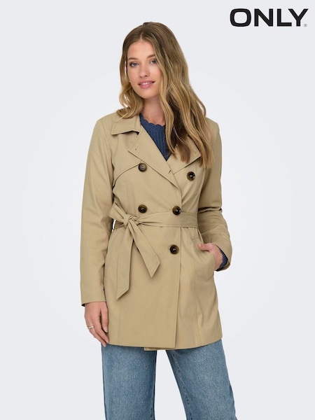 ONLY Brown Double Breasted Classic Trench Coat (W53561) | €64