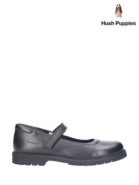 Hush Puppies Senior Tally School Black Shoes (W53650) | 447 LEI