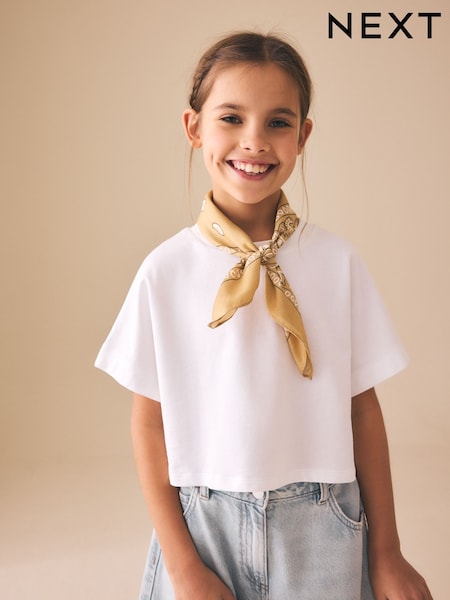 White Oversized Boxy Heavyweight T-Shirt (3-16yrs) (W53738) | $13 - $20