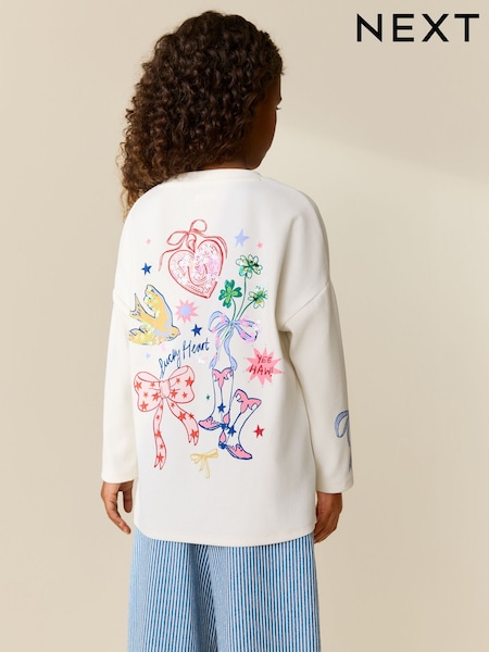 White Charm Long Sleeve Sequin Top (3-16yrs) (W53756) | AED61 - AED86