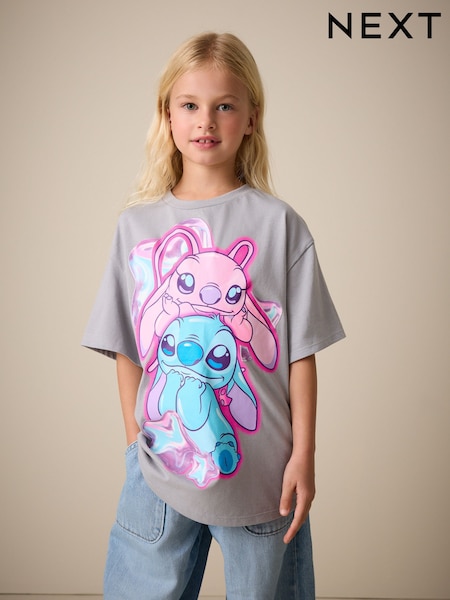 Grey Lilo & Stitch Oversized Graphic T-Shirt (3-16yrs) (W53785) | R$ 145 - R$ 195