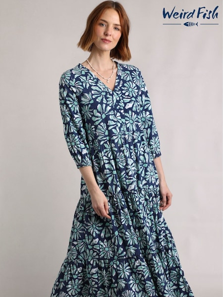 Weird Fish Lainey Printed Seersucker Midi Dress (W53855) | ‏302‏₪