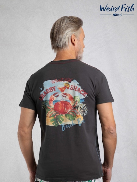 Weird Fish Black Crabby Shack Back Print Graphic T-Shirt (W53866) | R$ 275