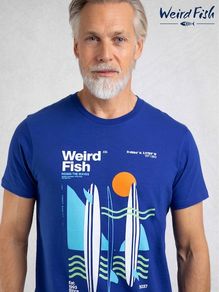 Weird Fish CobaltBlu Coordinates Front Print Graphic T-Shirt (W53867) | R$ 275