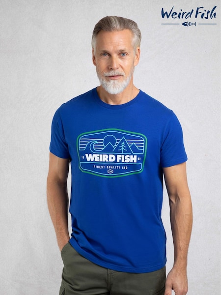 Weird Fish Blue Pacific Front Print Graphic T-Shirt (W53901) | €37