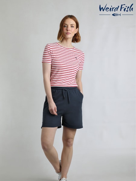Weird Fish Blue Ebony Pique 100% Cotton Shorts (W53903) | €50