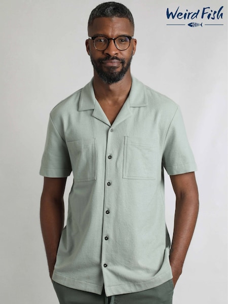 Weird Fish Grey Wooster Crepe Knit Shirt (W53907) | R$ 395