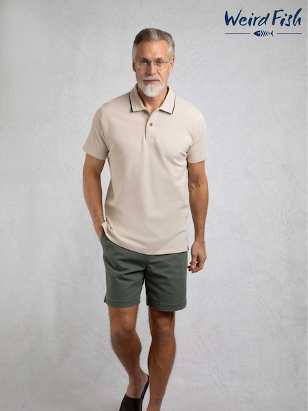Weird Fish Cream Powell Textured 100% Cotton Polo Shirt (W53908) | AED245