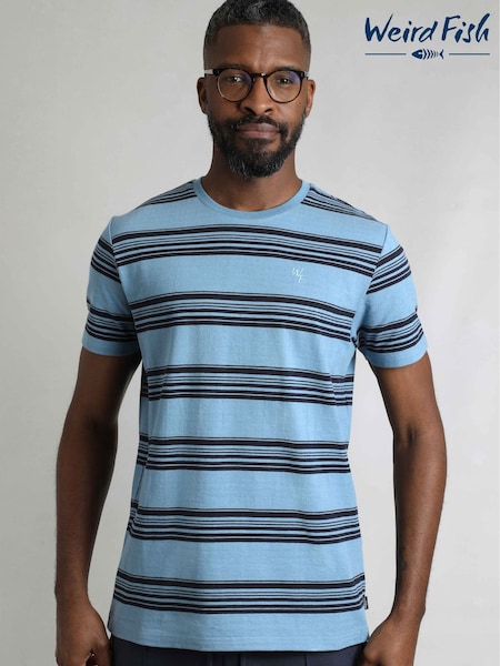 Weird Fish Blue Xavier Crepe Stripe T-Shirt (W53922) | R$ 295