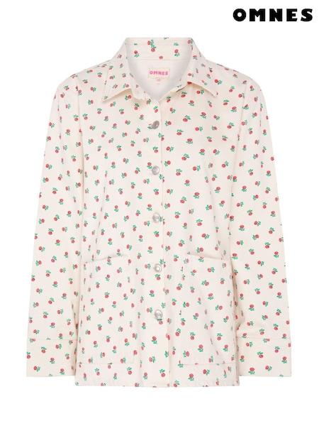Белый - Omnes Magnus 100% Cotton Floral Print Patch Pockets Jacket (W53944) | €86