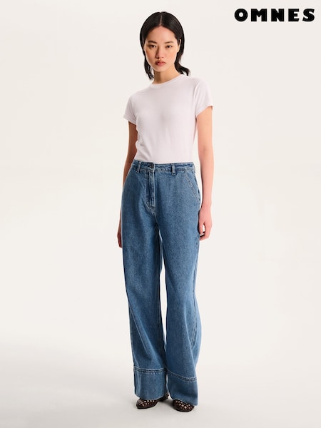 Omnes Portland 100% Cotton Floral Embroidered Jeans in Light-Wash Denim (W53951) | ‏297‏₪