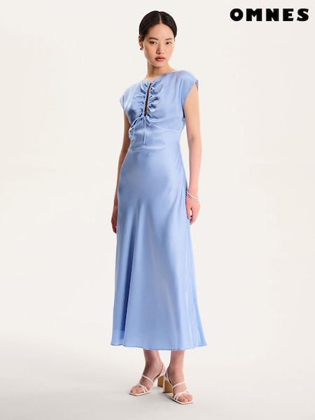 Omnes Blue Lovette Keyhole Neckline Midi Dress (W53965) | R$ 680
