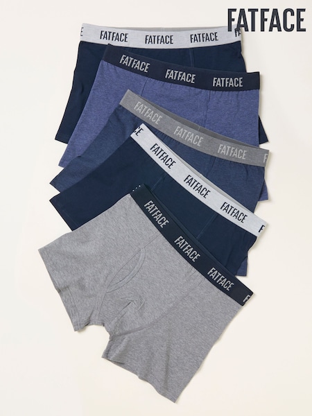 FatFace Navy 5 Pairs of Plain Boxers (W54015) | €53