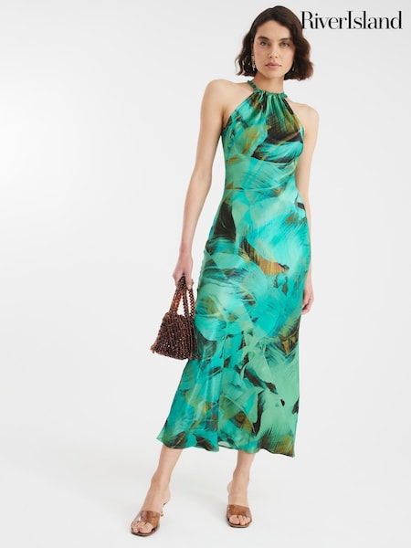 River Island Blue Halter Neck Maxi Dress (W54028) | €79