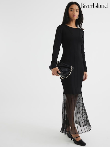 River Island Petite Mesh Hem Maxi Dress (W54038) | €77