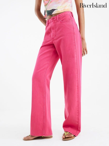 River Island Pink Relaxed Straight Jeans (W54043) | € 80