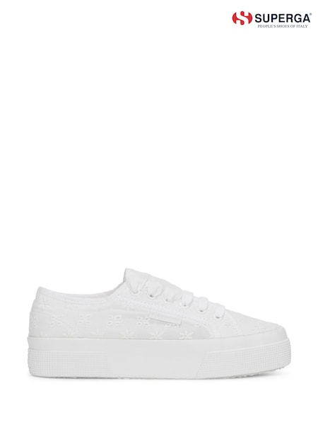 Superga 2740 Flower Sangallo Canvas White Trainers (W54064) | € 94