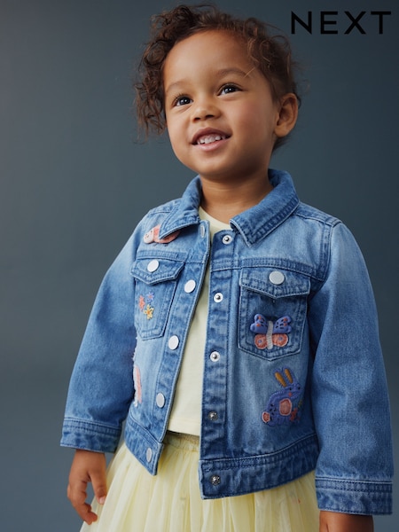 دنيم أزرق متوسط - Unicorn Embroidered Western Jacket (3mths-7yrs) (W54087) | ‏94 ر.ق. - ‏114 ر.ق.